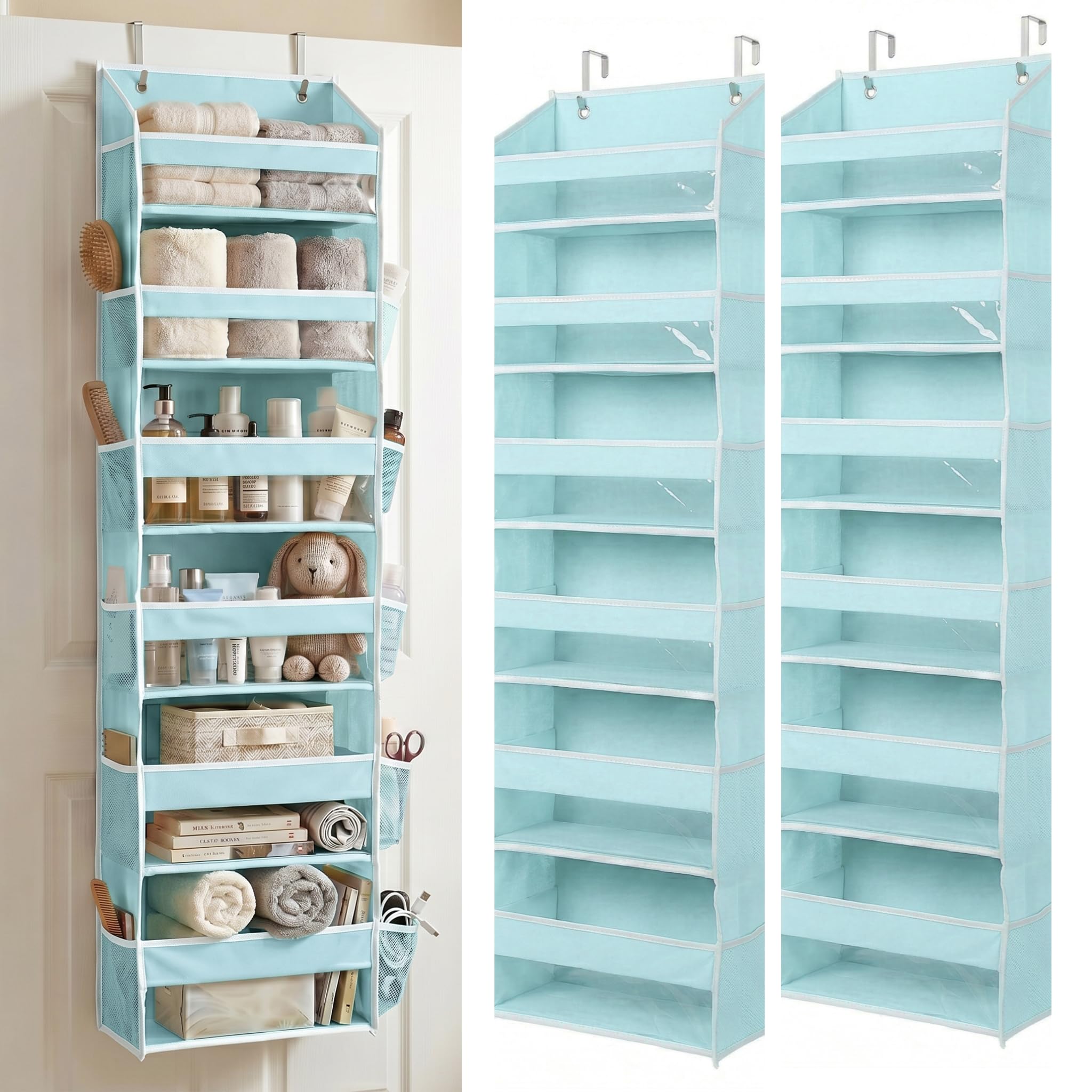 HOMELUX THEORY Over the Door Organizer, 6-Tier, 100D Fabric, Baby Blue 2pc