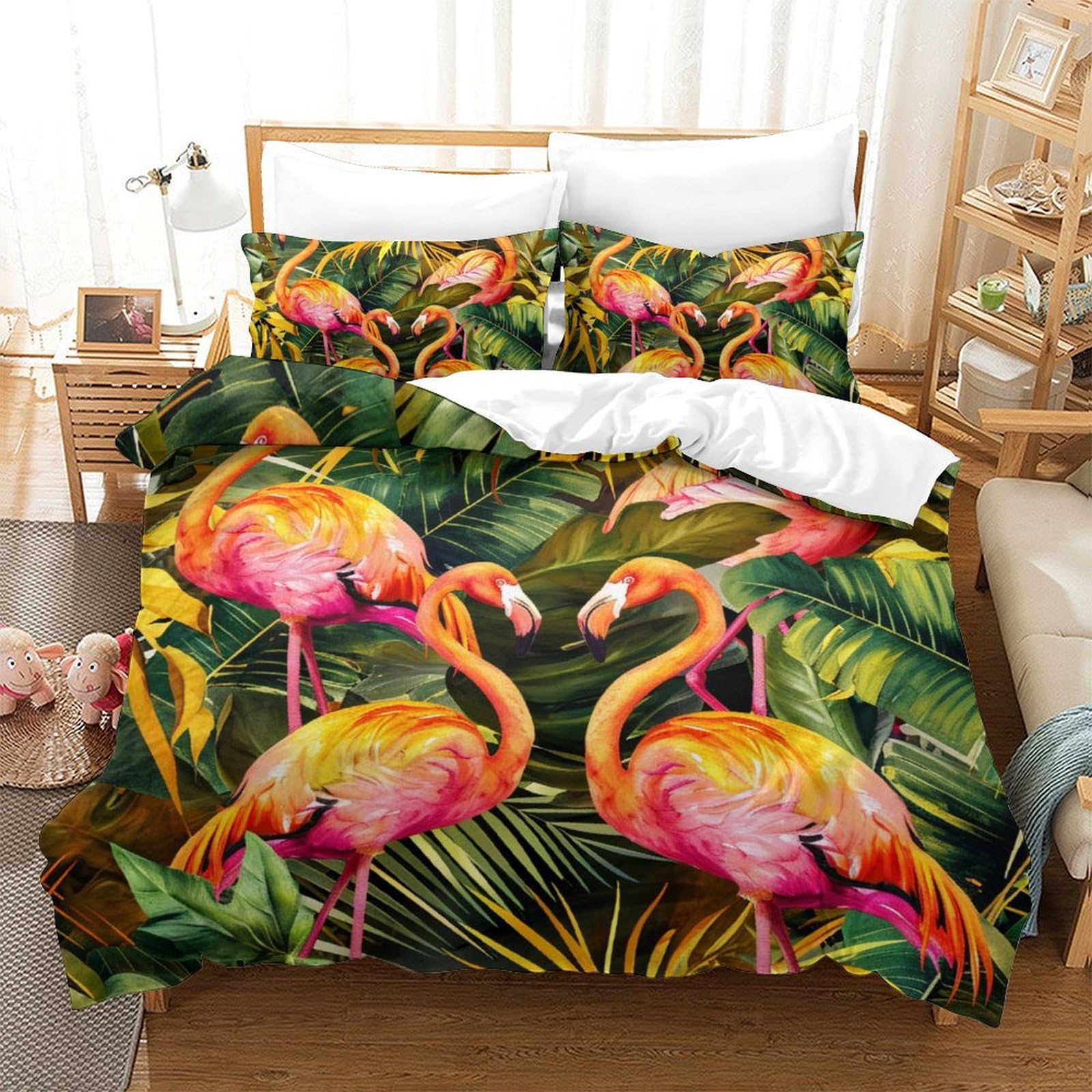 Housse de couette flamant rose anti transpirante lit 220x240