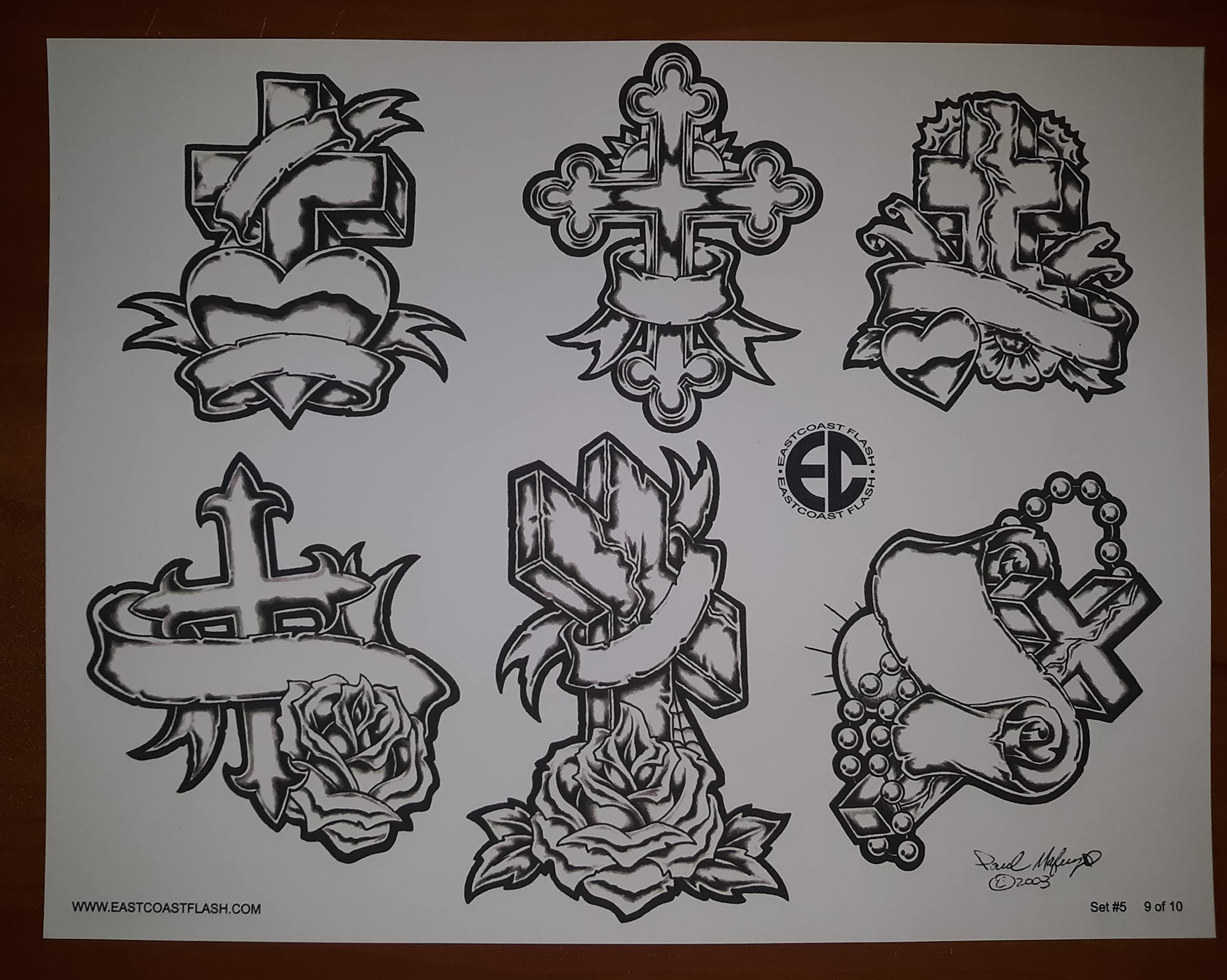 Black And Gray Religious Tattoo Flash 10 Sheets W/Lines, 11x14