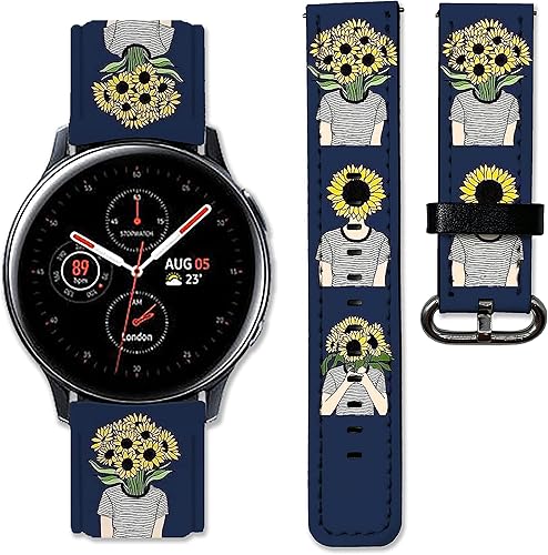 Correa de cuero de repuesto compatible con Samsung Galaxy Watch4 Active 2 Watch4 Classic Active 2 Watch 3 Gear S3 S2 y otros relojes de 20 y 0.866in