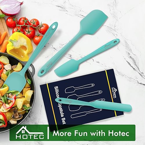 Miniatura 7 de HOTEC Juego de 4 espátulas de goma de silicona de grado alimenticio resistentes al calor para hornear, cocinar y mezclar, antiadherentes, aptas para