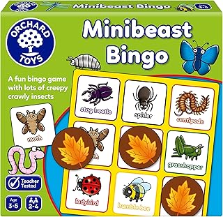 Orchard Toys Minibeast Bingo, small and compact game, great for travel, simple gameplay, for kids age 3-5