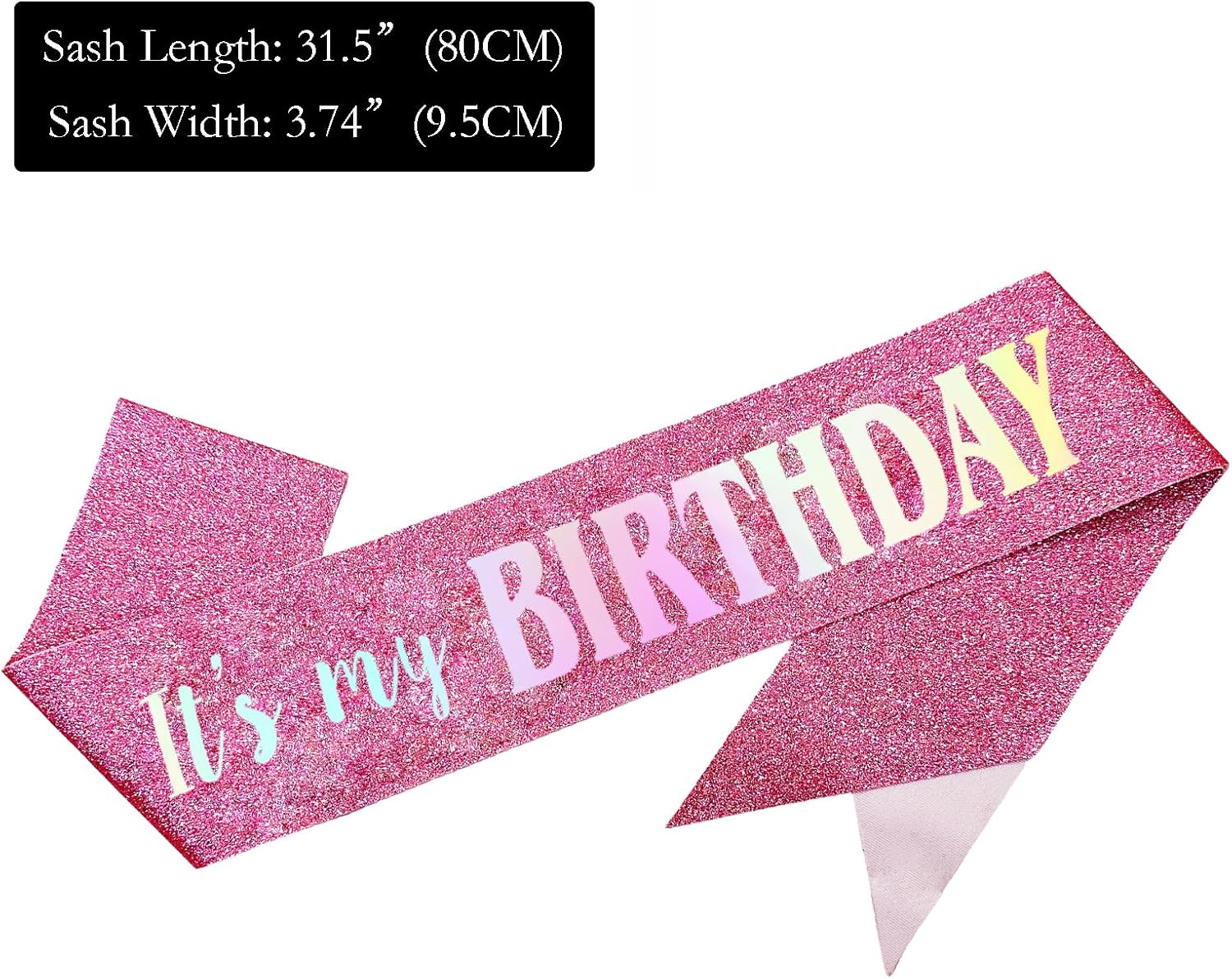 It's My Birthday Sash, Dazzle Foil Letter Glitter Pink Birthday Sash for Women Girl Kids Teenager Funny Bday Gifts Party Favors Photo Prop image 5
