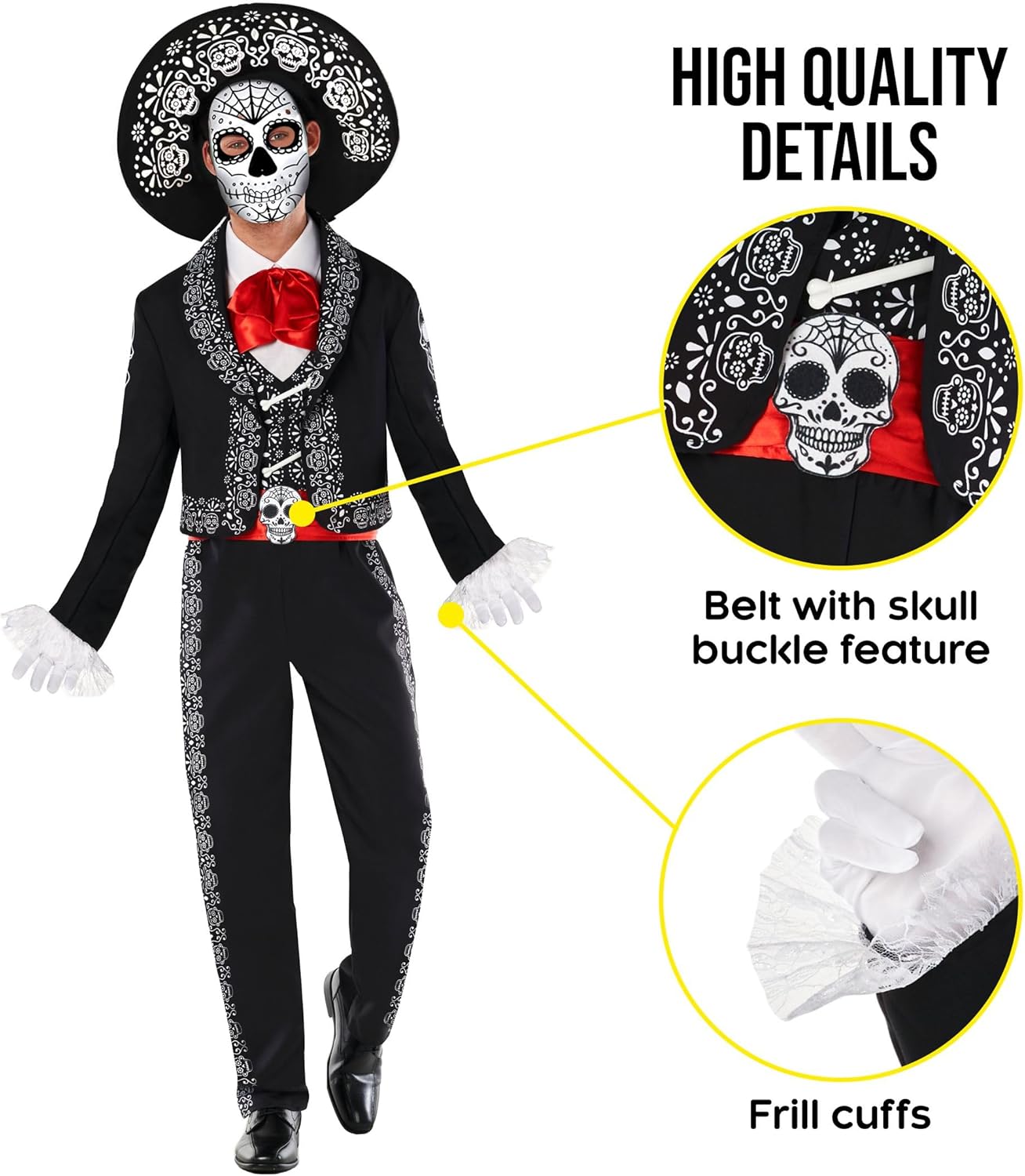 Morph Day Of The Dead Costume For Men, Mariachi Costume Men, Dia De Los Muertos Costumes For Adults, Halloween Costumes Adult - Image 3