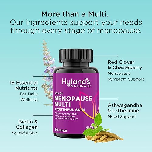 Miniatura 3 de Hyland's Rock On Menopausia and Youth Skin Multivitamínico para mujeres con apoyo inmunológico, 60 cápsulas, alivio de la menopausia para mujeres