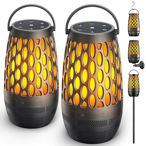 Outdoor Speakers Bluetooth Waterproof IPX6 with Flame Lights, Gadget Gifts