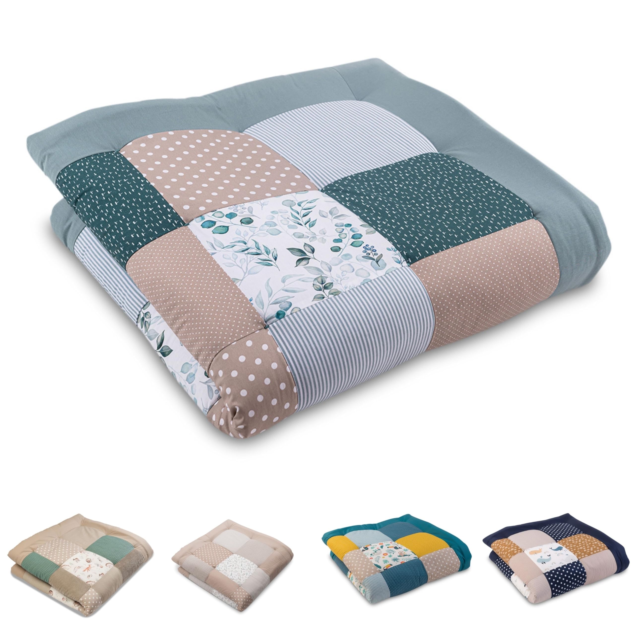 ULLENBOOM Tappeto Gioco Neonato 120x120 cm, 100% Materiali OEKO-TEX, Made in UE - Ideale come Coperta per Bambini e Tappeto Gioco Bambini - Eucalipto