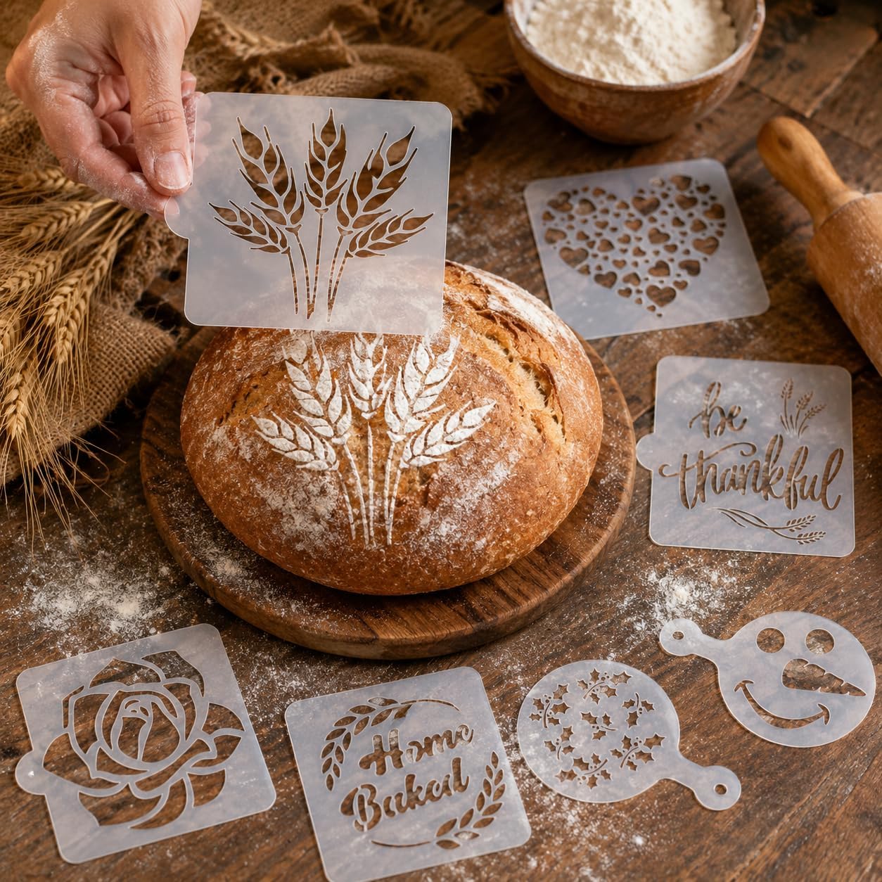 9 Pcs Bread Stencils for Sourdough