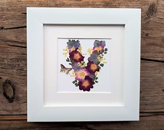 Alphabet Letter V, Pressed Flower PRINT, Mounted/Mounted and Framed Print