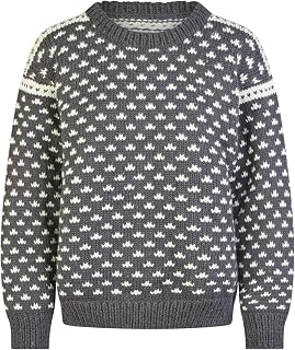 THC Schafwoll Strickpullover Anthrazit 131 – Warmer Wollpullover aus 100% Schurwolle – Unisex Norweger-Style Rundhals-Pullover, Gr. S-XL