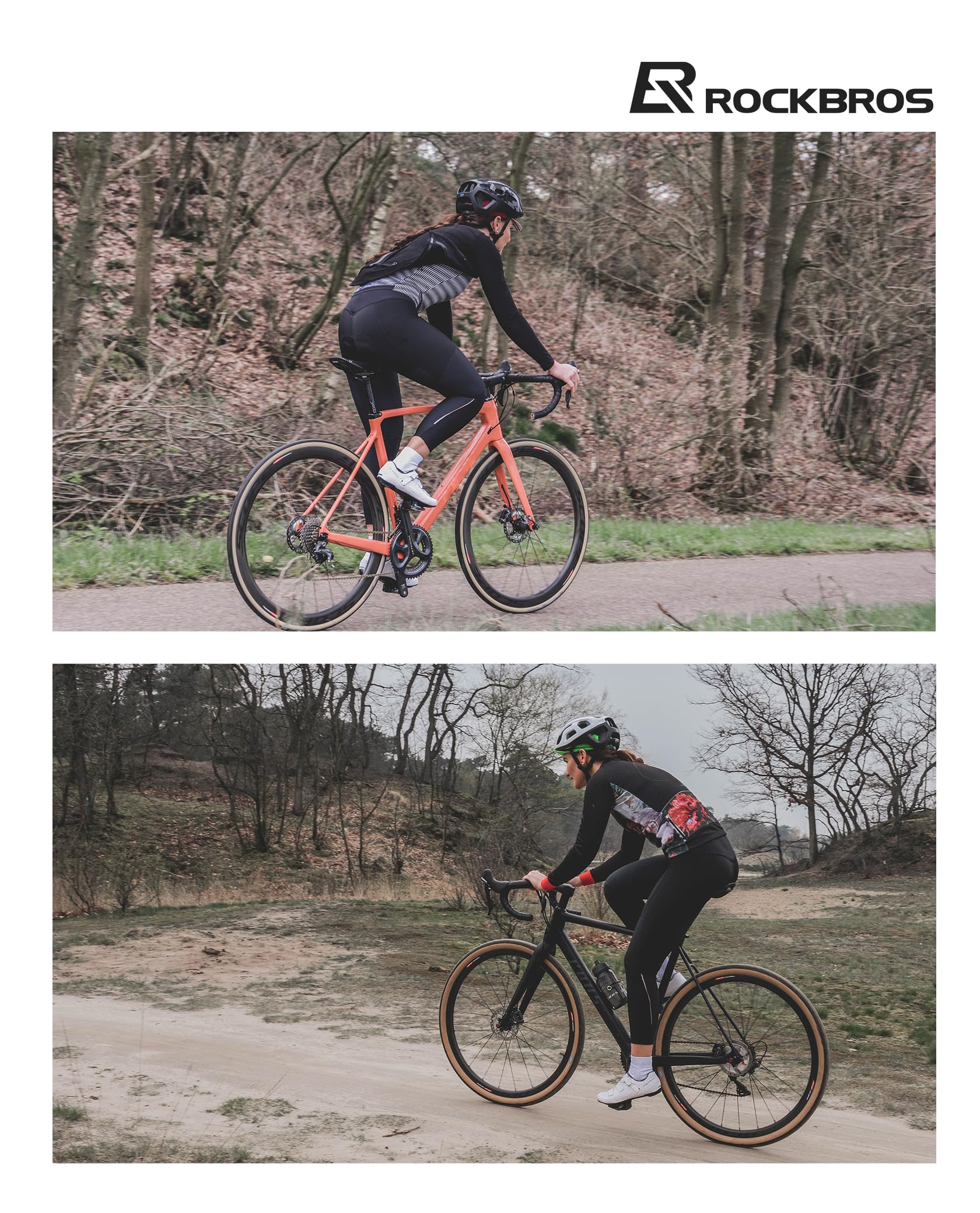 ROCKBROS TVI Pantalon de Cycliste Femme Rembourré d’Hiver, Leggings de Vélo Rembourré avec Poche Longue Respirant Élastique Thermique, Noir S-2XL