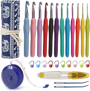 YOJOB Crochet Hooks Set (12 Sizes), Super Smooth 2.0mm-8.0mm Ergonomic Soft Grip Crochet Hook Needle Kit with Accessories and Crochet Case, Perfect Gift for Crochet Lover