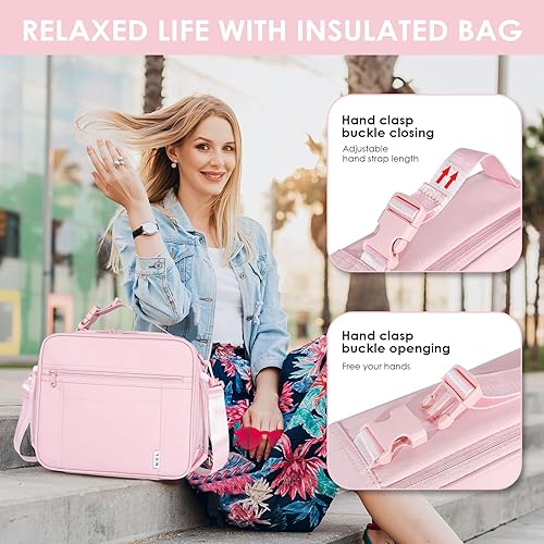 Miniatura 6 de NOL - Lonchera para niños de 3 años en adelante, reutilizable, aislada, con cierre de cremallera, asa de hebilla, correa larga ajustable para el