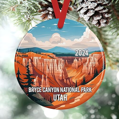 Miniatura 2 de Bryce Canyon National Park Christmas Ornament, Ceramic Watercolor Utah Vacation Travel Souvenir