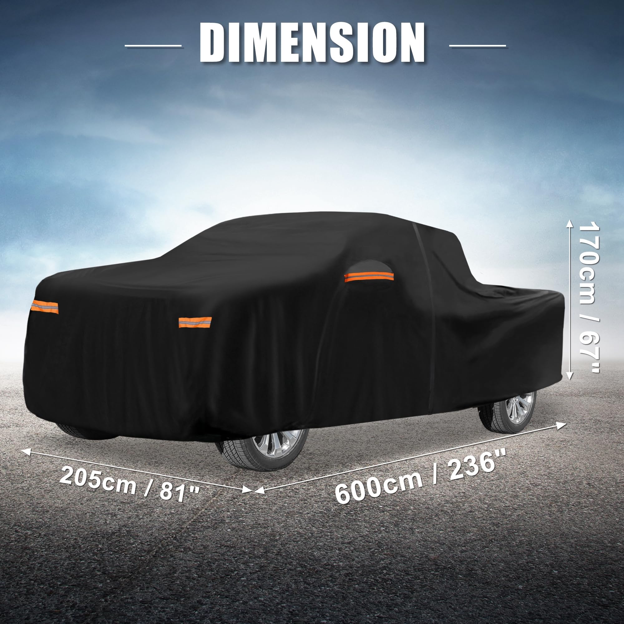 X AUTOHAUX - Telo copriauto per GMC Sierra Crew Cab 2 m 210D-PU, copertura completa per tutte le condizioni atmosferiche, con cerniera porta, impermeabile, antivento, protezione da sole, pioggia, neve