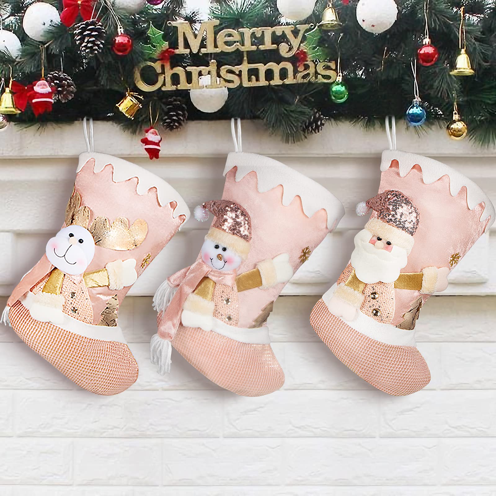 Buy Aisto Christmas Stockings 3 Pack Classic Large Stockings Santa