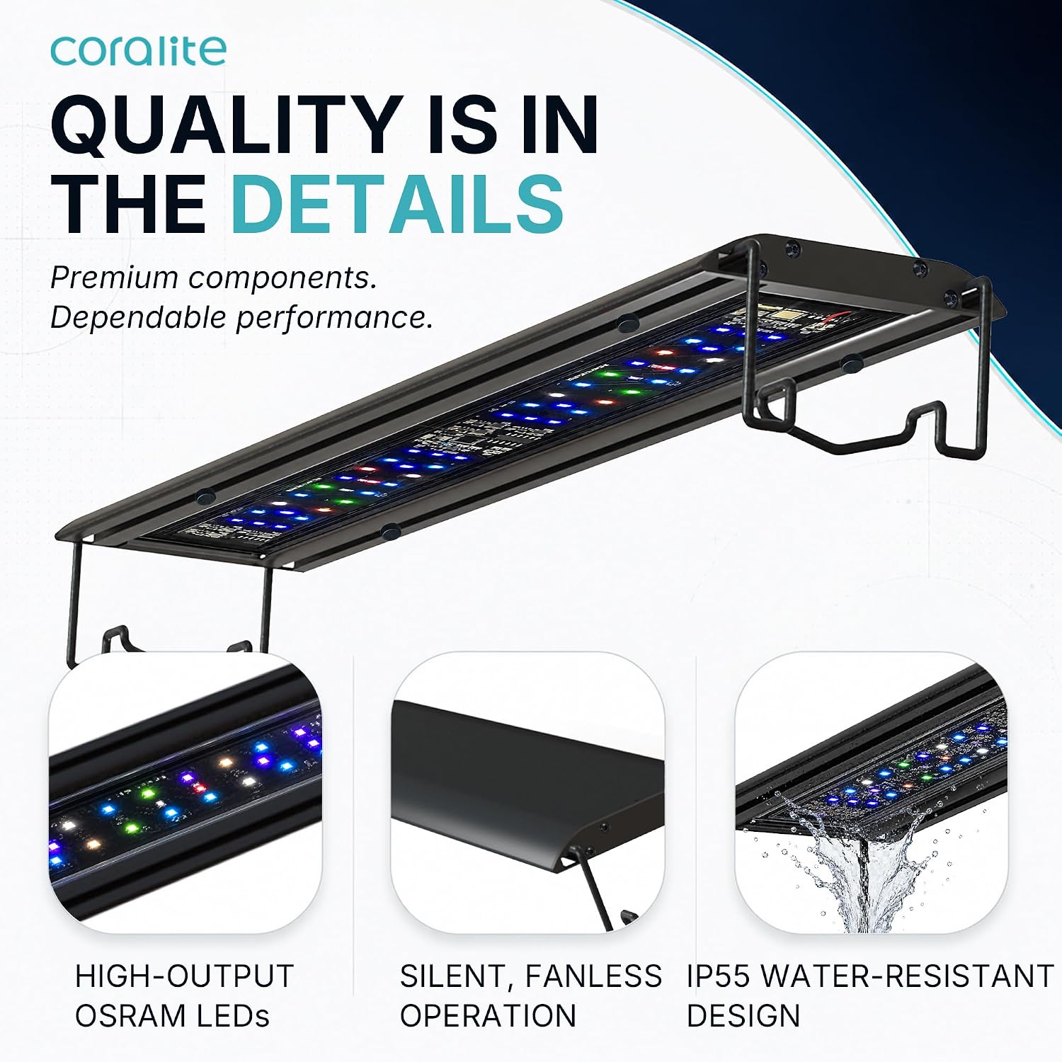Wing 2S4 Series Reef Light for Coral Saltwater Marine Fish Tank Smart LED 84 Watts 4 Channels 48-Inch Strip APP Control Sunrise Sunset Dimmable (48"-54") thumbnail