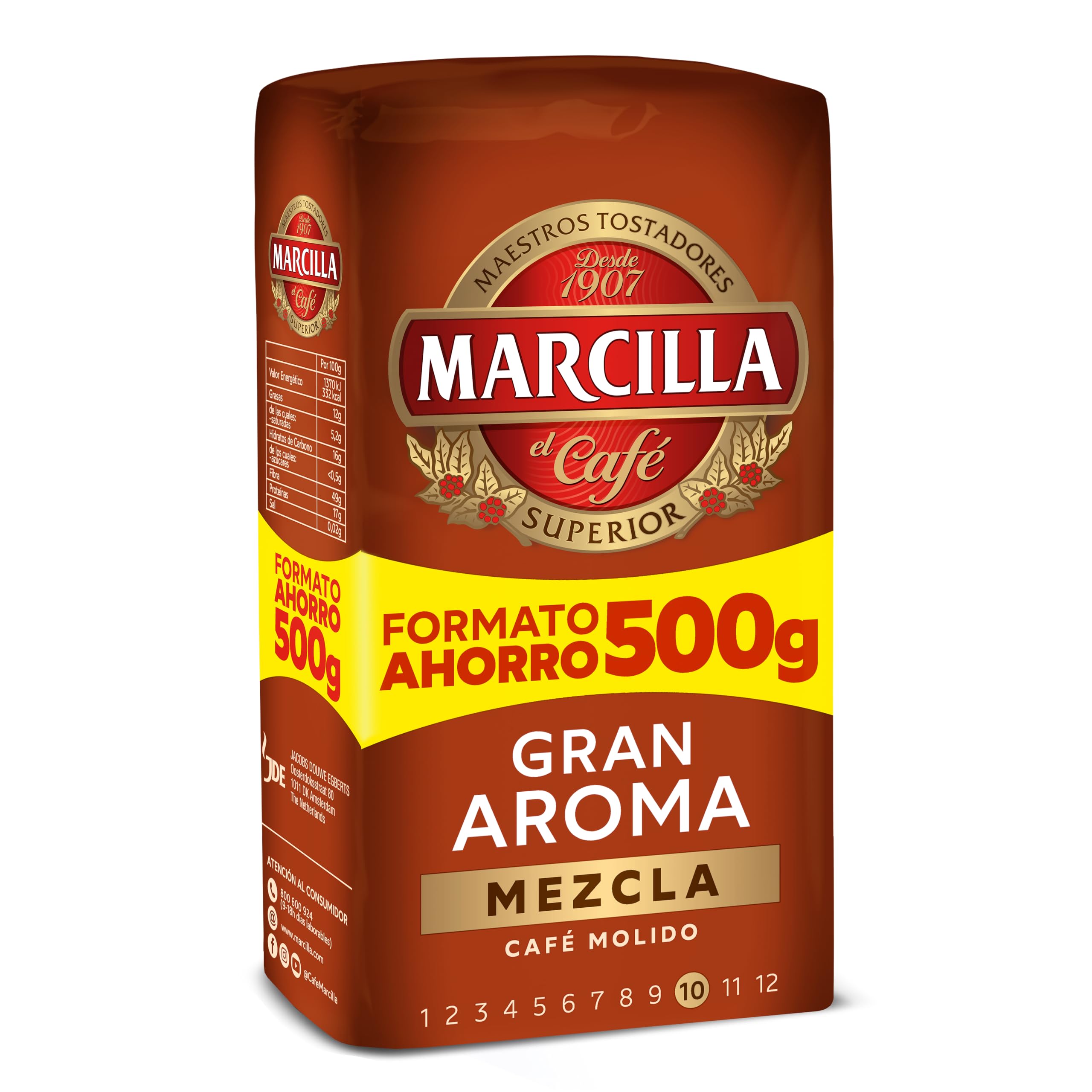 Marcilla Café Molido Mezcla |500 g | Para Cafetera Italiana, de Filtro o Pistón