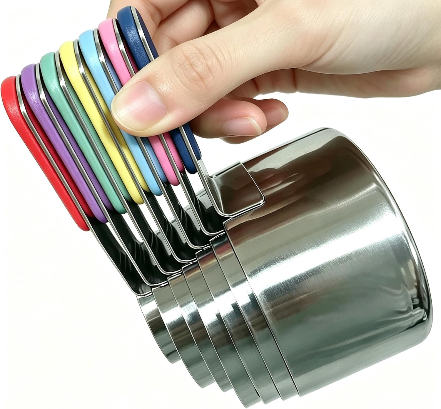 Magnetic Handles 5 Piece Stainless Steel Measuring Cups, Black, Kitchen Gadgets for Measure Liquid and Dry Ingredients, Cooking & Baking