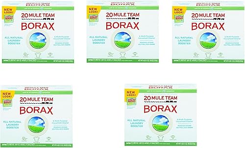20 Mule Team - Potenciador de ropa de bórax, polvo kCyemx, 5 paquetes (4 libras)