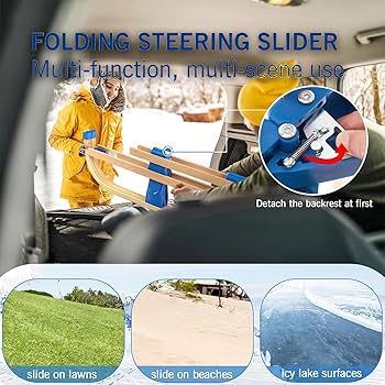 Amazon.co.jp: 木製そり、折りたたみ式木製そり、背もたれ付き雪