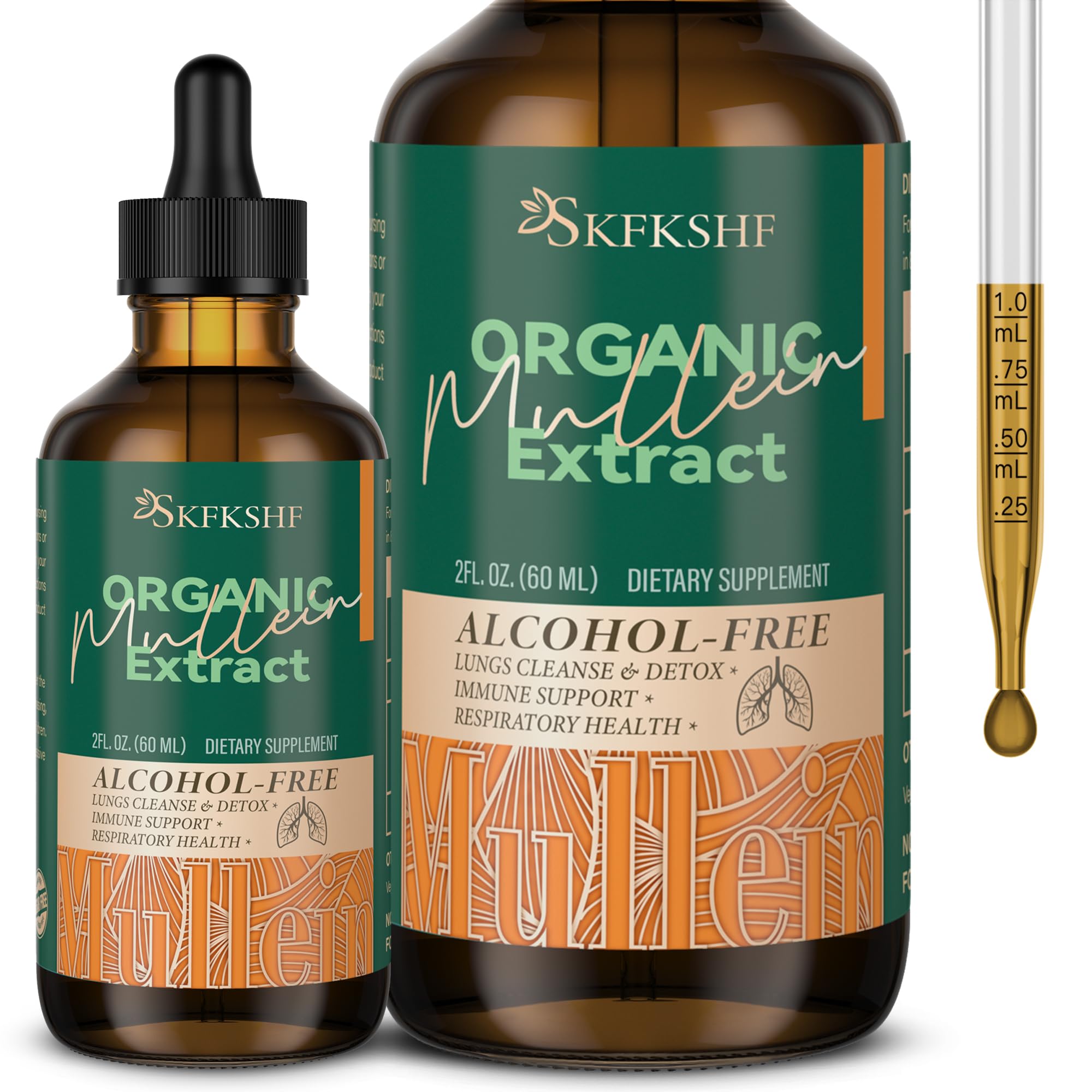 Mullein Drops for Lungs, Mullein Leaf Herbal Blend Extract, Natural Lungs Support Supplement for Lungs Cleanse and Respiratory Lung Health 1