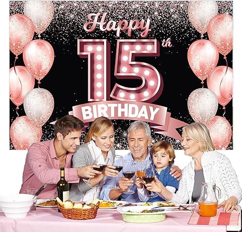 Vista 179 de Happy 21st Birthday Rose Gold Banner Backdrop Cheers to 21 Years Old Confetti Balloons Theme Decor Decorations for Women 21 Years Old Pink Birthday