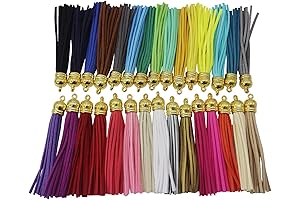 PAMIR TONG 30pcs Faux Leather Tassel For Keychain with Gold Caps