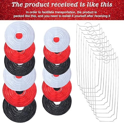 Miniatura 4 de Tenare 12 faroles redondos tradicionales de papel para boda, 4 tamaños, 4, 6, 8, 10 pulgadas, bola decorativa para colgar, farol de papel chino