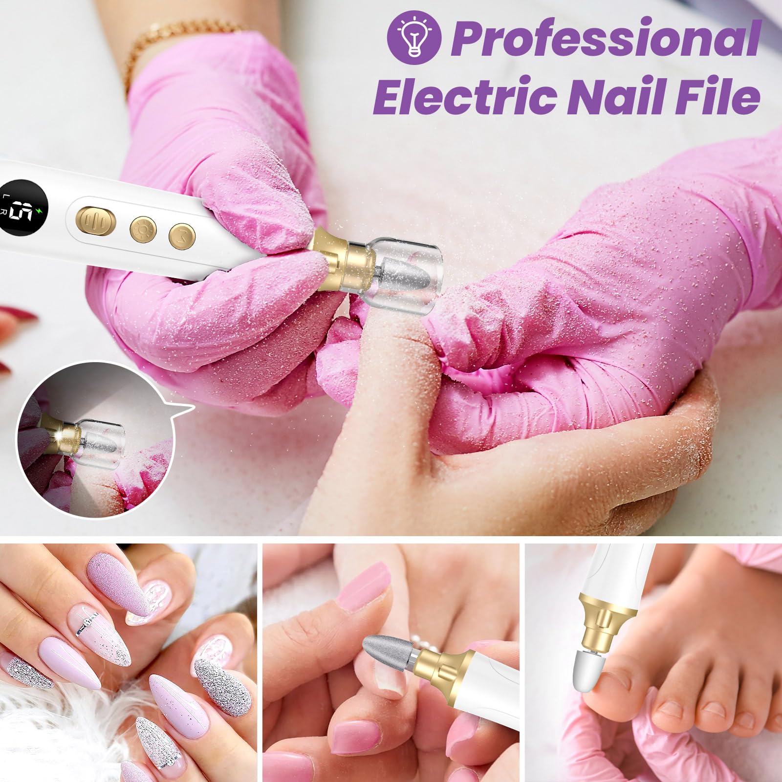 Electric Nail File, Cordless Nail Drill Machine 15 Speeds - Image 3