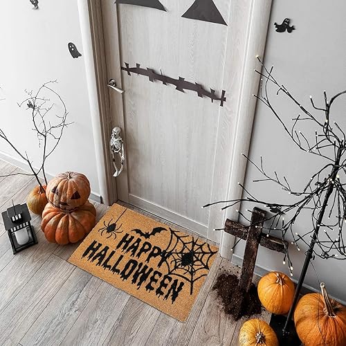 Miniatura 7 de AnyDesign Felpudo de fibra de coco natural para exteriores, tapete antideslizante para puerta de entrada de Halloween, puerta de entrada, baño,