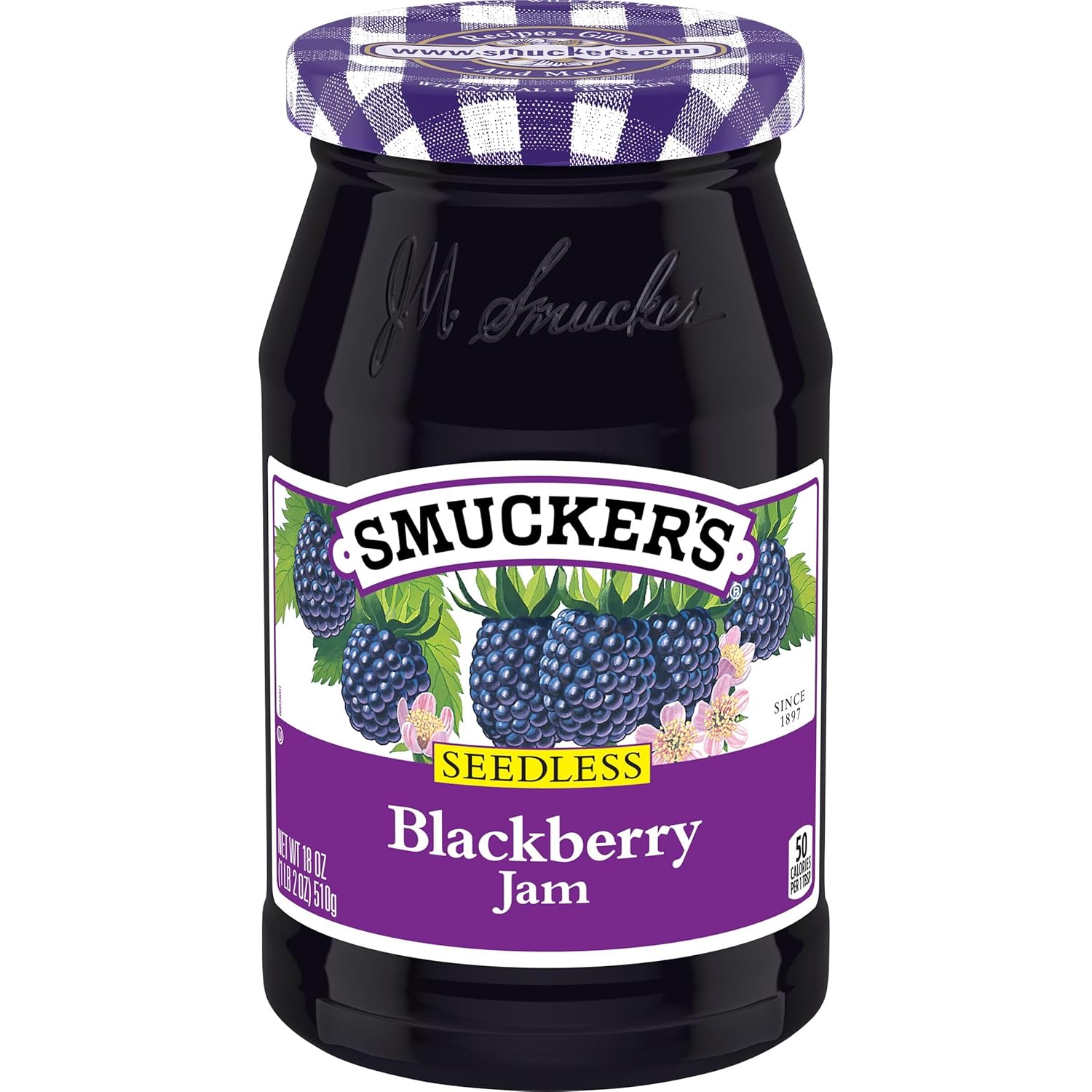 Smucker's Seedless Blackberry Jam, 18 oz - Tangy, Seed-Free Flavor for PB&J, Oatmeal & More