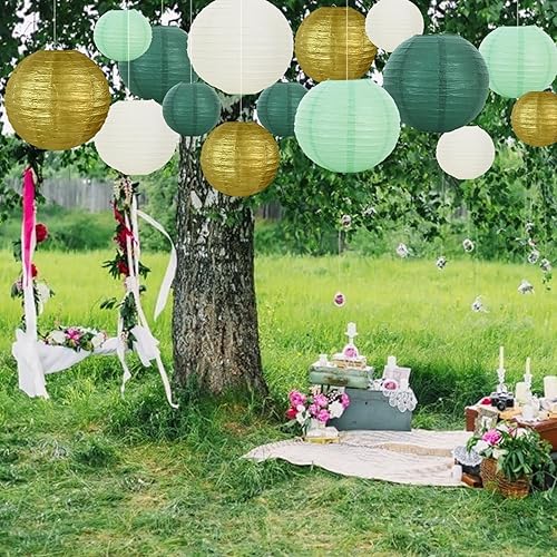 Miniatura 170 de BEISHIDA Faroles de papel redondos amarillos de 12 pulgadas, decorativos, colgantes, asiáticos, chinos, japoneses, lámpara para cumpleaños