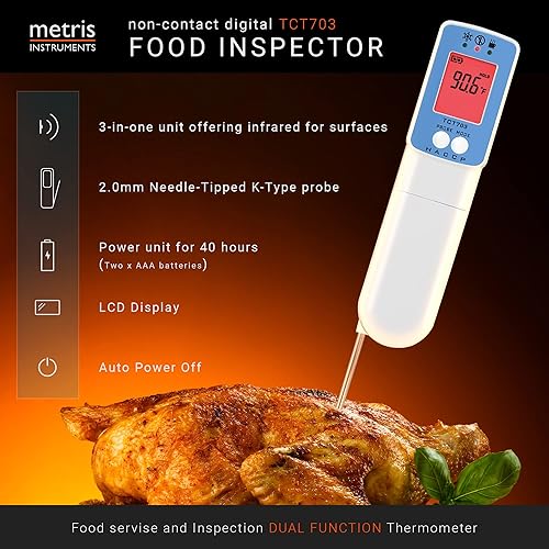 Miniatura 2 de Termómetro de carne para cocinar alimentos láser infrarrojo digital lectura instantánea con sonda para cocina exterior parrilla barbacoa ahumador,