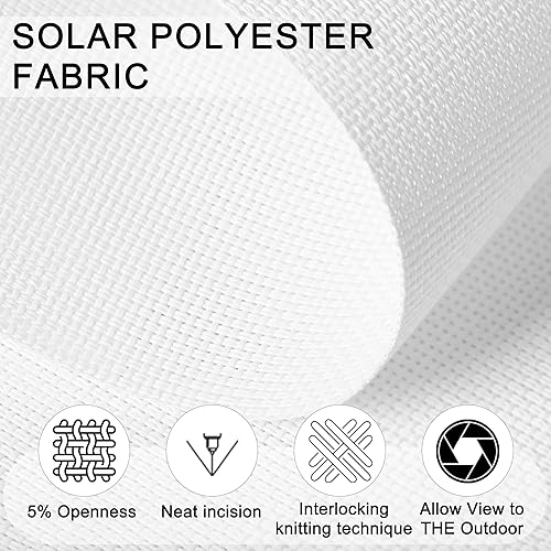 Miniatura 2 de Persianas enrollables sin cordón, con filtro de luz, tela de protección UV, fácil instalación, para ventanas, hotel, oficina, hogar. Blanco, 29.5