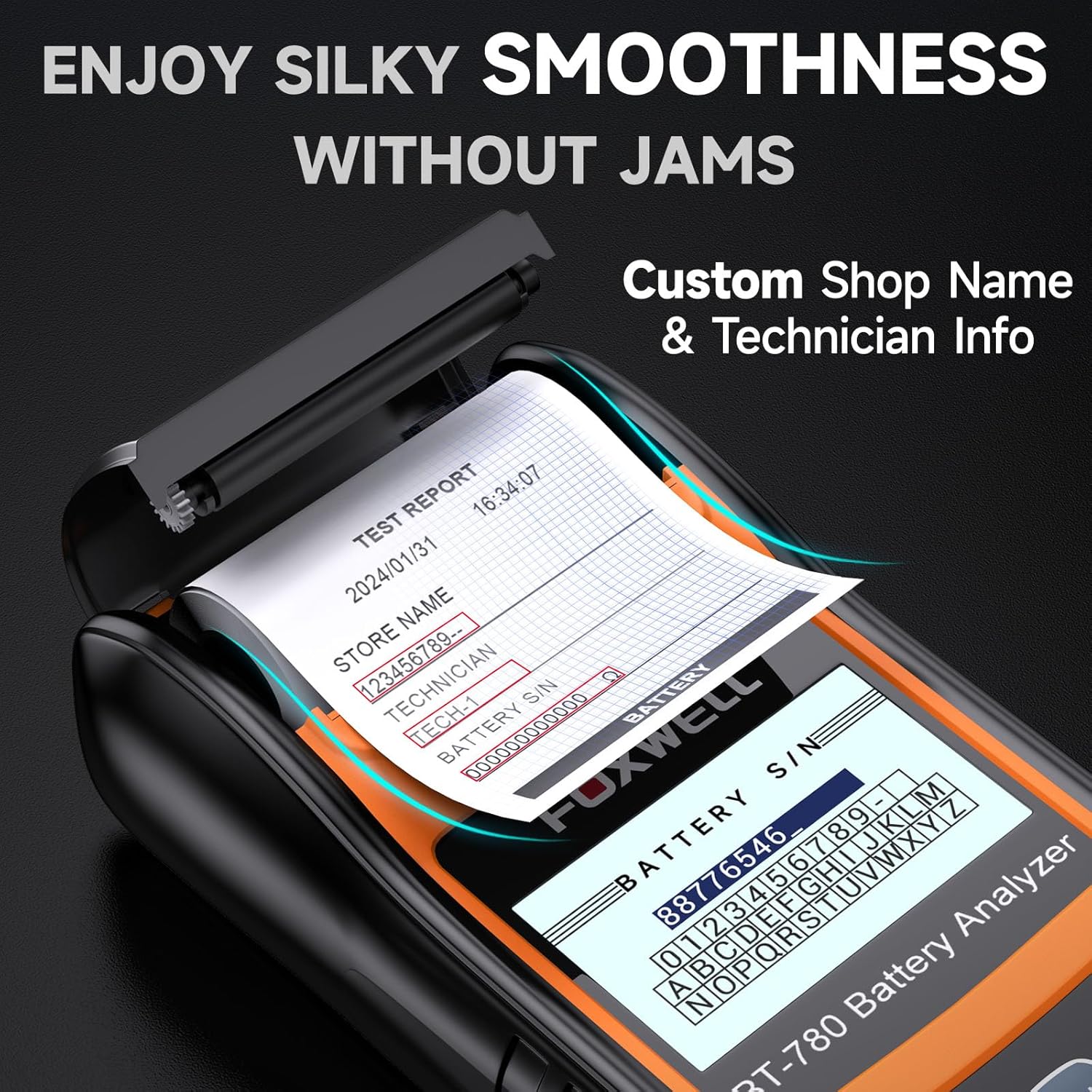 FOXWELL BT780 Car Battery Tester, 12V 24V Battery Load Analyzer with Printer & Portable Carrying Case for OBD2 Scanners & Battery Testers