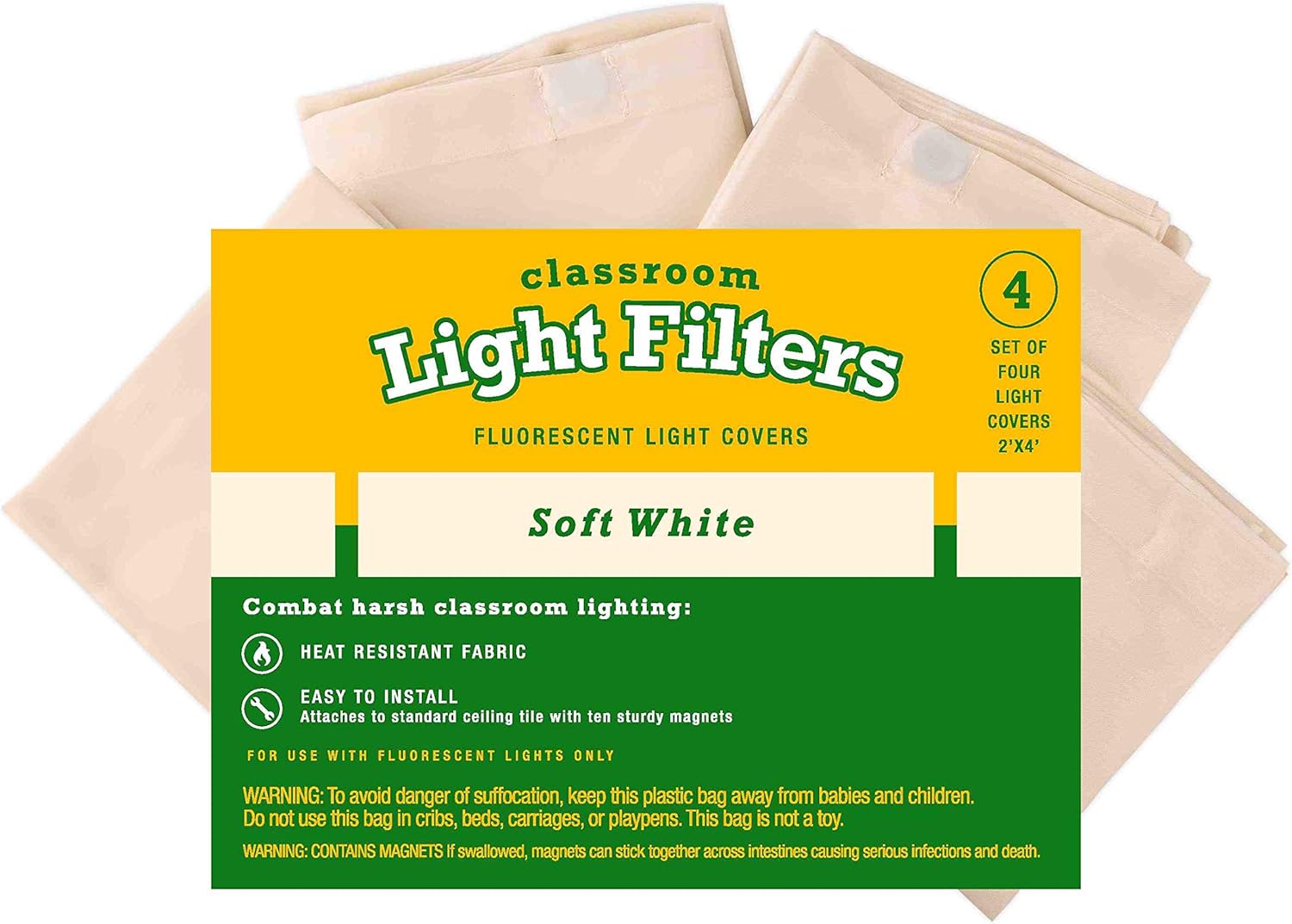 GSM Brands Fluorescent Light Diffuser Covers (Set of 4) Filters Light