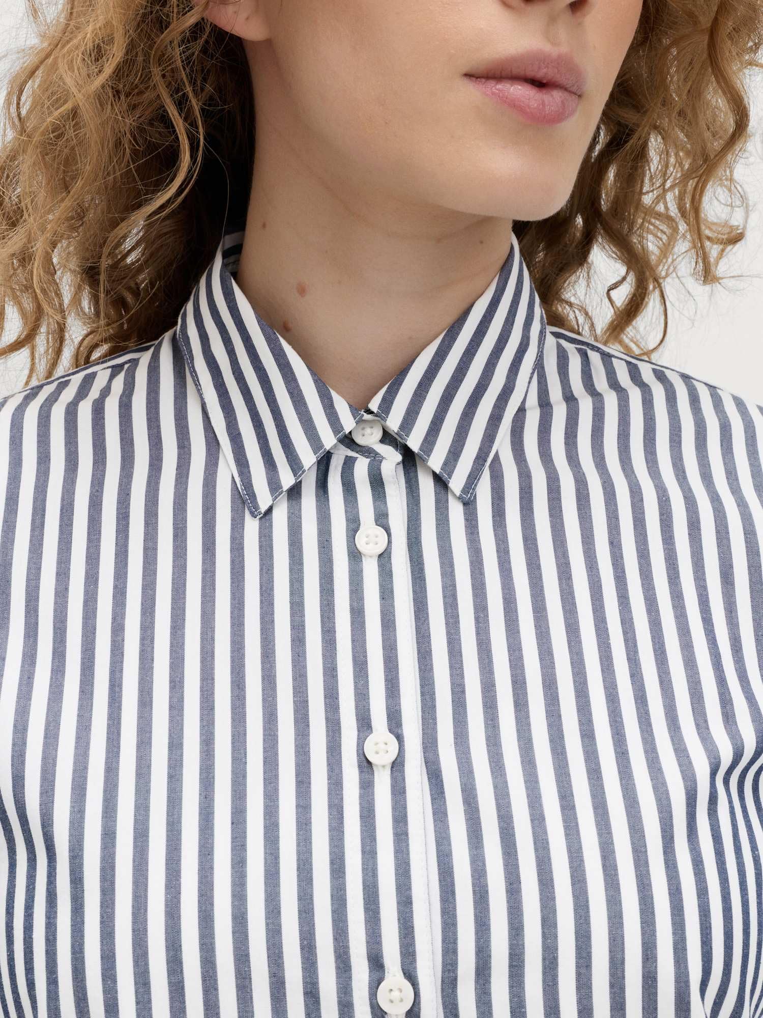 Marks & Spencer Donna a Righe Puro Cotone con Colletto Camicia – vestibilità Regolare
