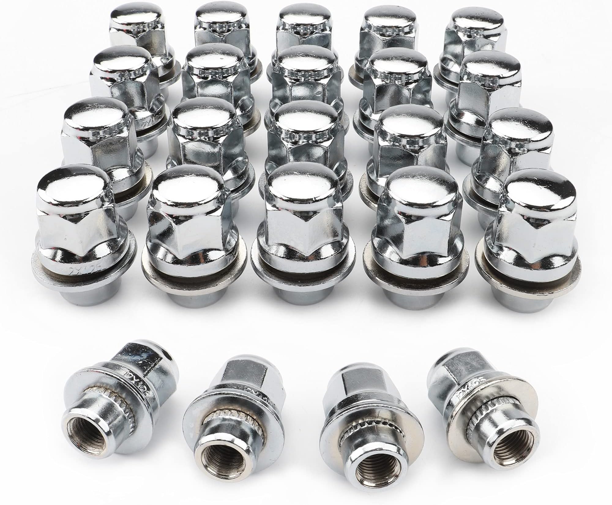 Rying 24PCS 12x1.5 Chrome Lug Nuts, M12x1.5 Mag Seat Lug Nuts 1.46" Tall 13/16'' (21mm) Hex for Tacoma 4 Runner Camry Sienna Lexus Vehicles