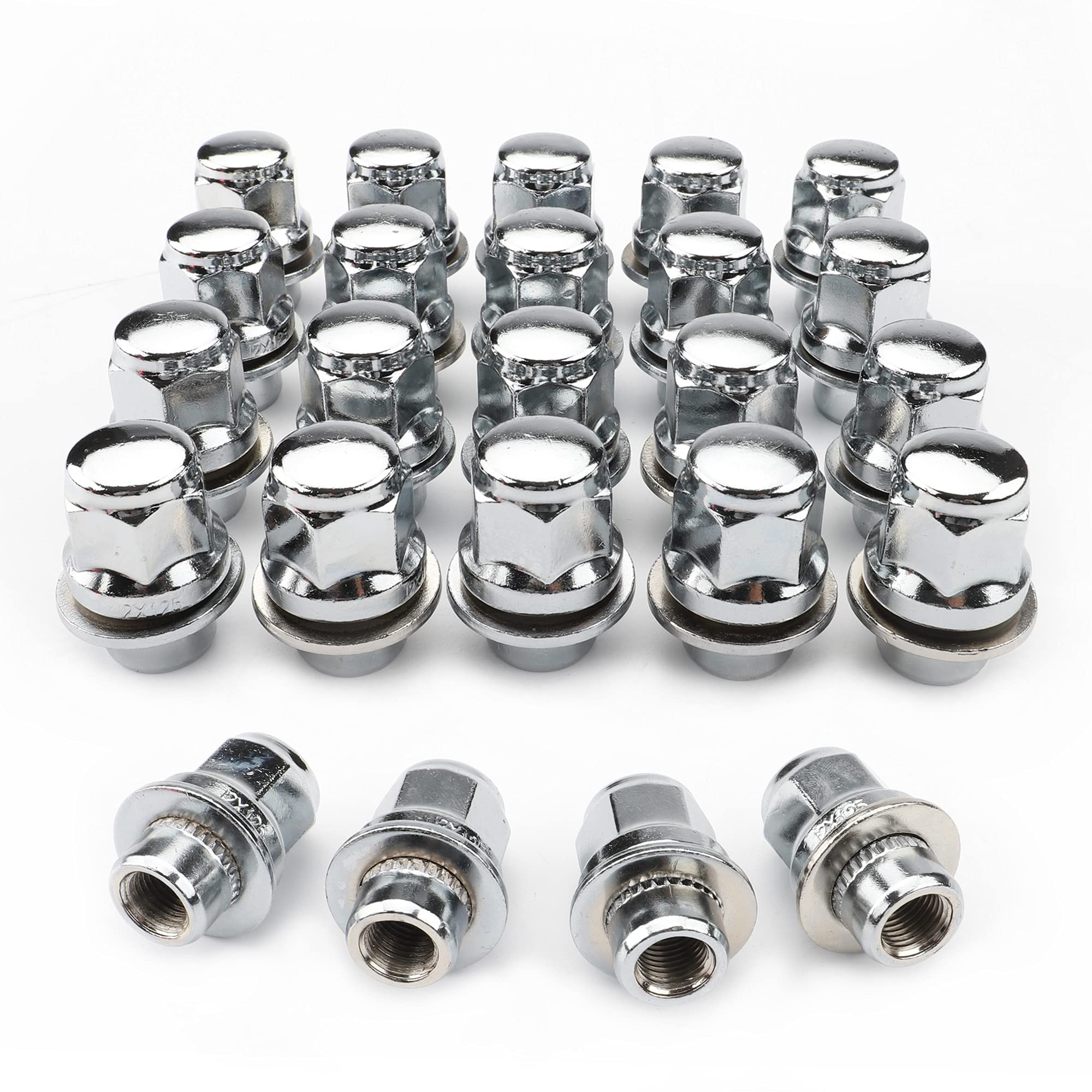 Rying 24PCS 12x1.5 Chrome Lug Nuts, M12x1.5 Mag Seat Lug Nuts 1.46" Tall 13/16'' (21mm) Hex for Tacoma 4 Runner Camry Sienna Lexus Vehicles