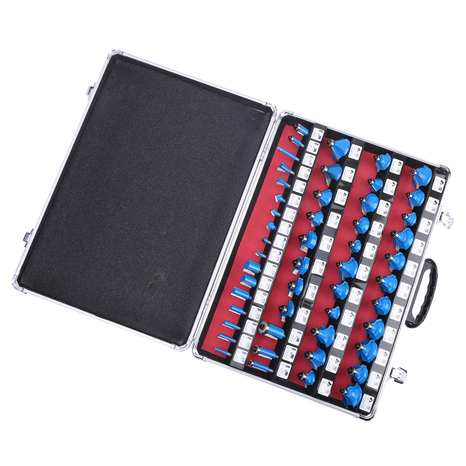 Set di 50 Punte per Fresa Blu Forgiate 45 Lame in Carburo di Acciaio Utensili Taglio per la Lavorazione del Legno Gambo 1/4 di Pollice, per Tutte le Pialle 1/4 di