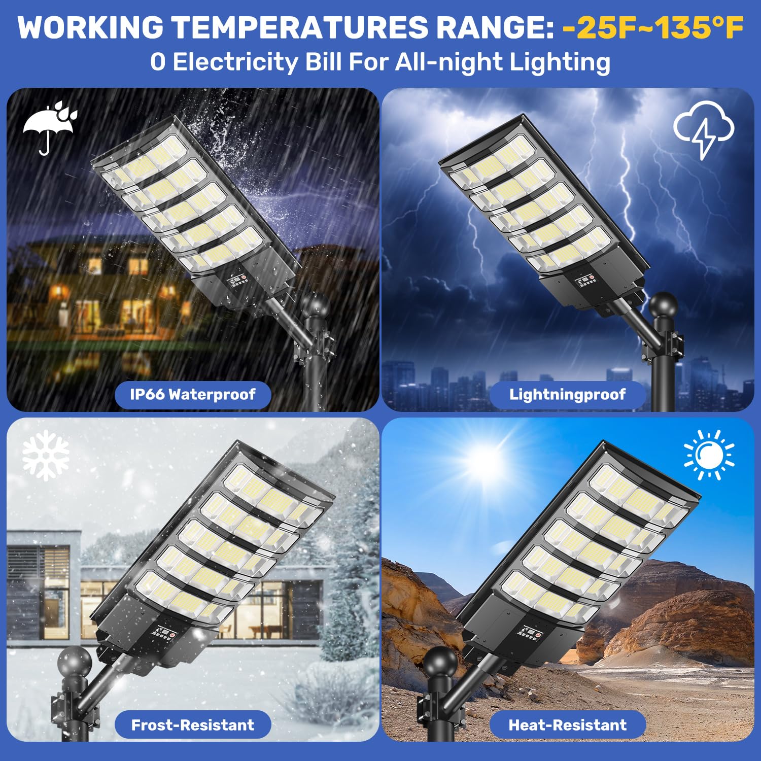 LEKIA Farolas Solares Exteriores, 8000W Potente Farola Solar con Sensor de Movimiento & Mando a Distancia, 6500K Impermeable Foco Solar Luz de Seguridad para Jardín, Patio, Parcela