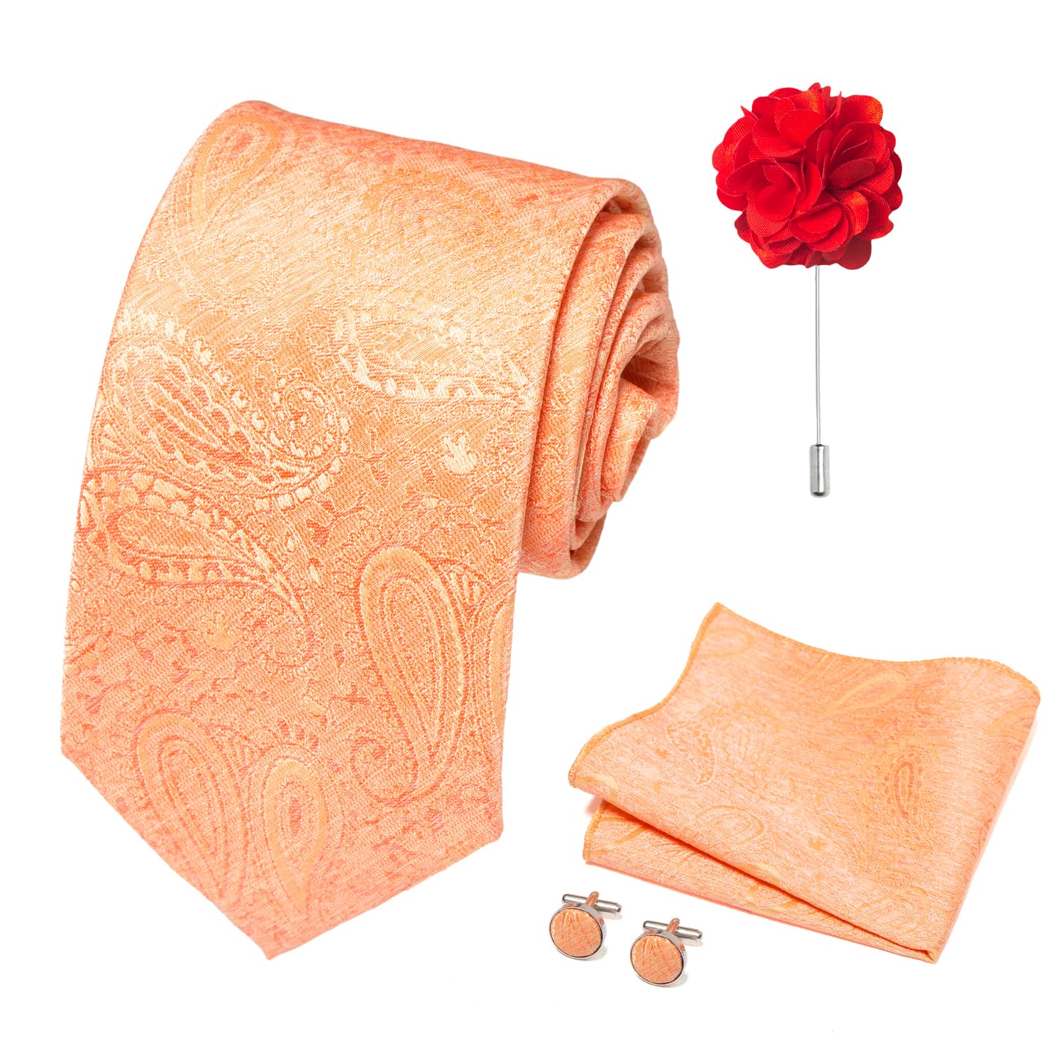 joy alice 70 Colors Ties Set Men Mixed Color Necktie Handkerchief Cufflinks Brooch 3.15 Formal