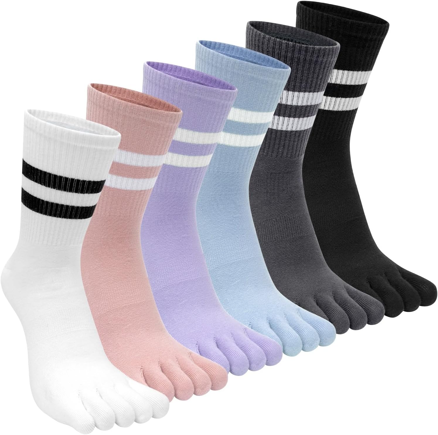 Calzini Donna Rigati 10 Paia - Cotone, Taglia 35-40, Per Sport E Quotidiano