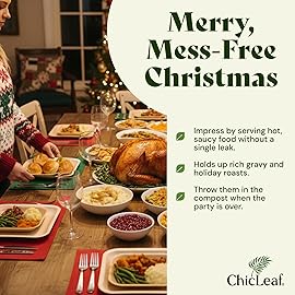 Chic Leaf Palm Leaf Compostable Plates - 6 Square, Pack of 50 - Disposable Dinnerware for Christmas Food, Rustic Bamboo Appetizer Plates - Charcuterie Boards & Biodegradable Serviceware