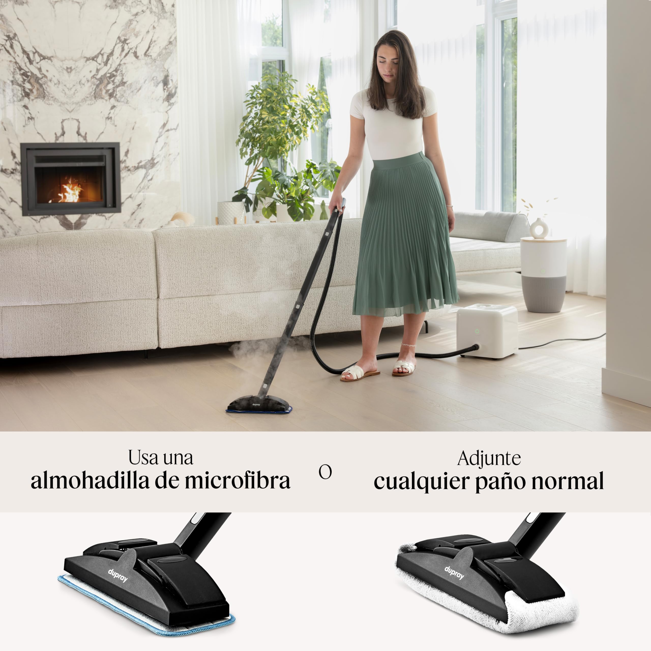 Limpiador de vapor Dupray Neat con kit de 27 accesorios - Potente limpieza para suelos, coches, azulejos, juntas, detalle y precisión (Neat incluye 16 cepillos diversos)