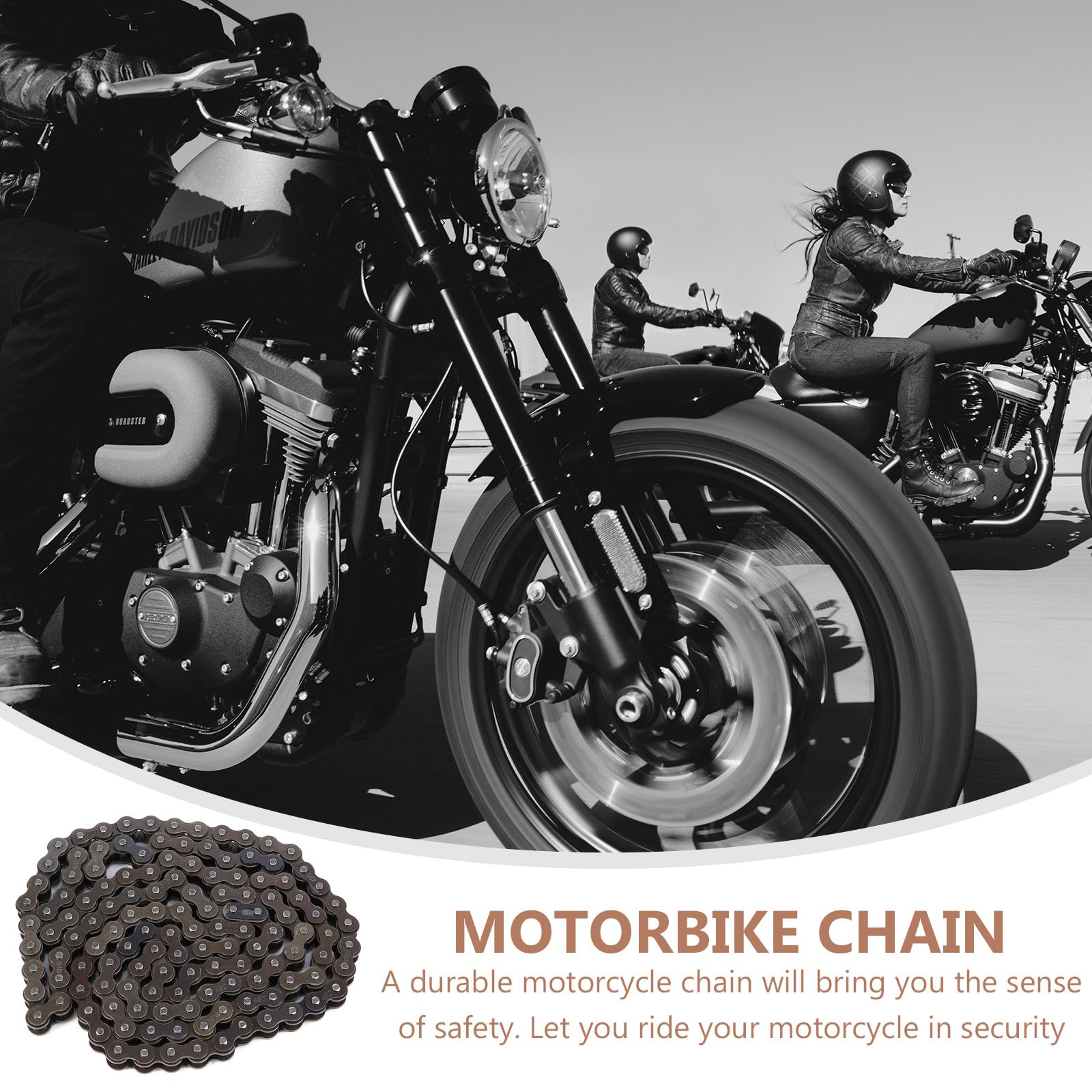BETOOKY Cadena de Motocicleta de Metal para Moto de Cross con 132 Eslabones, Resistente y Fácil de Instalar, Incluye Juego con Rompe Cadenas para Uso Todoterreno Estilo Aleatorio