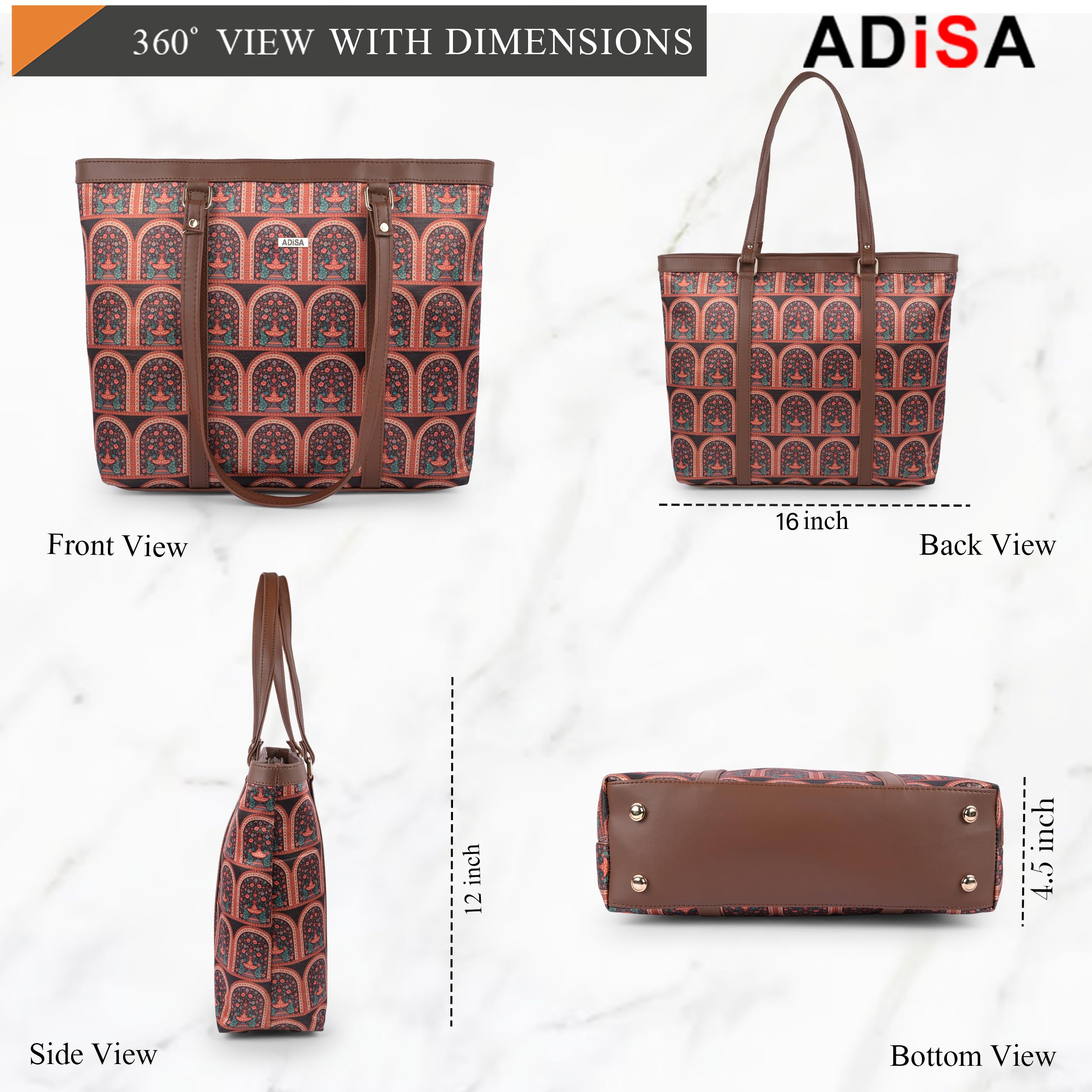 ADISA Women's Office Laptop Handbag Large Printed Shoulder Bag (ADW4087) — Amazon image 2
