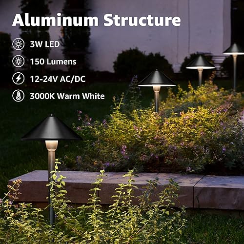 Miniatura 2 de SUNVIE Luces LED de bajo voltaje para camino, 3 W, 3000 K, iluminación de camino, 12-24 V, luces de paisaje de bajo voltaje, IP65, impermeables, de