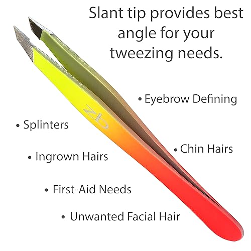 Miniatura 2 de Zizzili Basics Tweezers - Limited Edition Sherbet Ombre Slant Tip - Best Tweezer for Eyebrow Facial Hair Removal and your Precision Needs